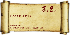 Borik Erik névjegykártya